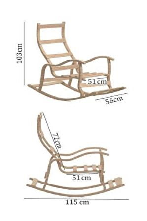 Sultan Ahşap Sallanan Sandalye Krem - Doğal