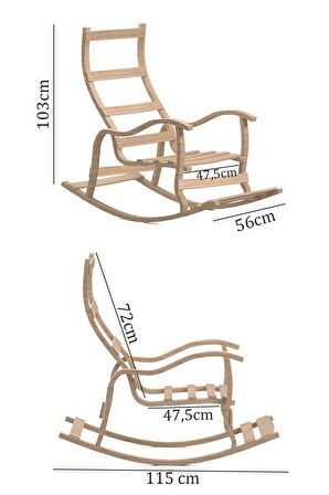 Candeco Sultan Ahşap Sallanan Sandalye Mavi (doğal)