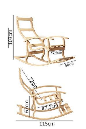 Padişah Ahşap Sallanan Sandalye Füme - Doğal