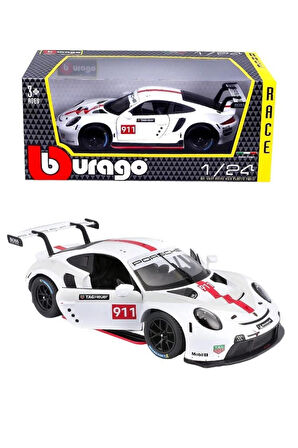 Bburago 18-28013 Porsche 911 RSR GT (2020) 1:24 Scale Model Car, White