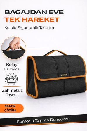 Oto Bagaj Organizer Bagaj Çantası L Boy Kaymaz Cırt Bantlı Velur Kompakt Düzenleyici - LCNTX5