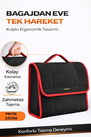 Oto Bagaj Organizer Bagaj Çantası M Boy Kaymaz Cırt Bantlı Velur Kompakt Düzenleyici - MCNTY1