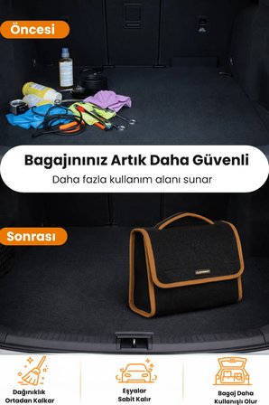 Oto Bagaj Organizer Bagaj Çantası M Boy Kaymaz Cırt Bantlı Velur Kompakt Düzenleyici - MCNTY5