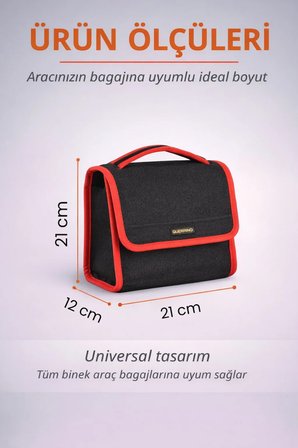 Oto Bagaj Organizer Bagaj Çantası S Boy Kaymaz Cırt Bantlı Velur Kompakt Düzenleyici - SCNTX1