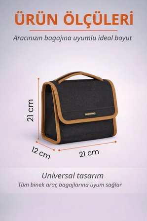 Oto Bagaj Organizer Bagaj Çantası S Boy Kaymaz Cırt Bantlı Velur Kompakt Düzenleyici - SCNTX5