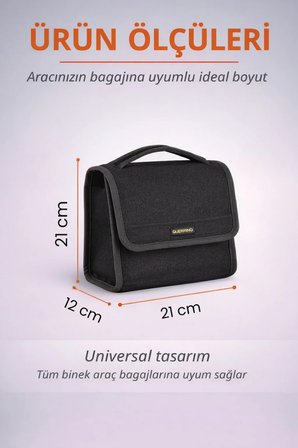 Oto Bagaj Organizer Bagaj Çantası S Boy Kaymaz Cırt Bantlı Velur Kompakt Düzenleyici - SCNTXY3