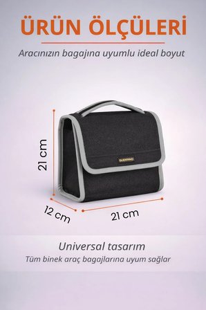 Oto Bagaj Organizer Bagaj Çantası S Boy Kaymaz Cırt Bantlı Velur Kompakt Düzenleyici - SCNTXY4