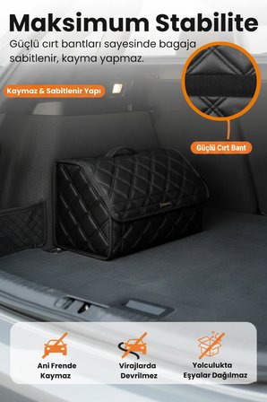 Bagaj Çantası Oto Bagaj Organizer Çift Kat Deri Su Geçirmez Kaymaz Katlanır Araç Düzenleyici - DRCNTX2