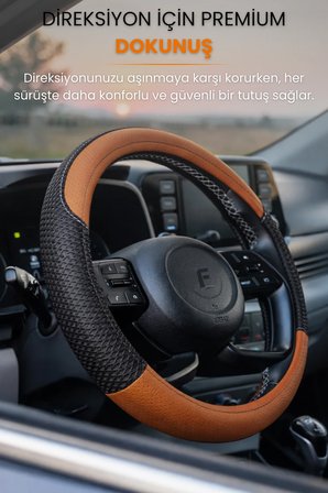 Direksiyon Kılıfı Universal Geçmeli Oto Direksiyon Kılıfı Premium Deri Kaymaz Terletmez - FİLEX5