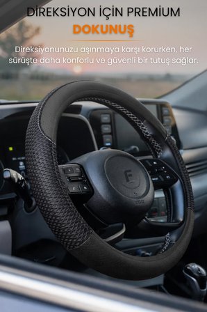 Direksiyon Kılıfı Universal Geçmeli Oto Direksiyon Kılıfı Premium Deri Kaymaz Terletmez - FİLEY1