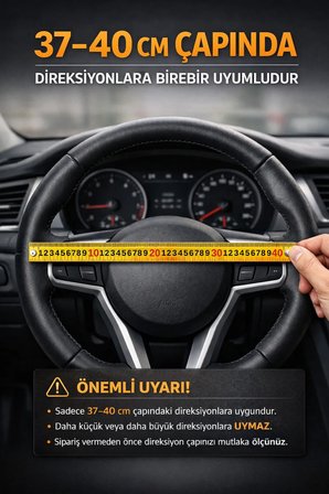 Direksiyon Kılıfı Universal Geçmeli Oto Direksiyon Kılıfı Premium Deri Kaymaz Terletmez - FİLEY5