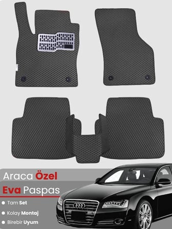 AUDİ A8 (2009-2017) Uyumlu EVA Paspas Tam Set–Araca Özel,Su Geçirmez,Hızlı ve Kolay Montaj 2158