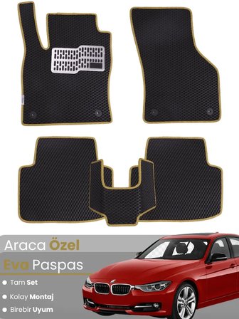 BMW 3 SERİSİ F30 SEDAN (2012-2019) Uyumlu EVA Paspas Tam Set–Araca Özel,Su Geçirmez 2484