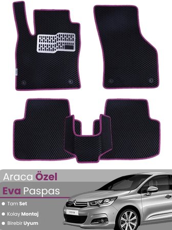 CİTROEN C4 (2011-2018) Uyumlu EVA Paspas Tam Set–Araca Özel,Su Geçirmez,Hızlı ve Kolay Montaj 3314
