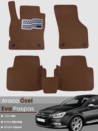 CİTROEN C5 (2008-2017) Uyumlu EVA Paspas Tam Set–Araca Özel,Su Geçirmez,Hızlı ve Kolay Montaj 3380