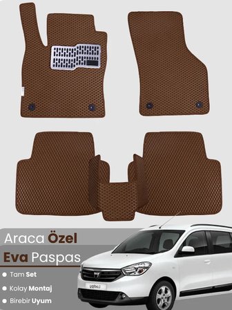 DACİA LODGY 5 KİŞİLİK (2012-2022) Uyumlu EVA Paspas Tam Set–Araca Özel,Su Geçirmez,Kolay Montaj 3722
