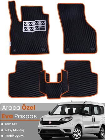 FİAT DOBLO (2010-2022) Uyumlu EVA Paspas Tam Set–Araca Özel,Su Geçirmez,Kolay Montaj 3950