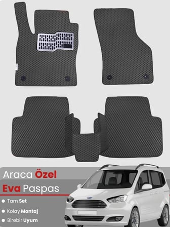 FORD COURIER (2013-2023) Uyumlu EVA Paspas Tam Set–Araca Özel,Su Geçirmez,Kolay Montaj 4192