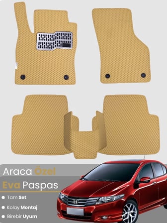 HONDA CİTY (2008-2013) Uyumlu EVA Paspas Tam Set–Araca Özel,Su Geçirmez,Kolay Montaj 4691