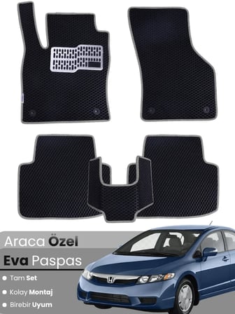 HONDA CİVİC FD6 SEDAN-(2006-2011) Uyumlu EVA Paspas Tam Set–Araca Özel,Su Geçirmez 4809