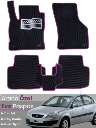 KİA RİO SEDAN (2005-2011) Uyumlu EVA Paspas Tam Set–Araca Özel,Kolay Montaj,Su Geçirmez 5924