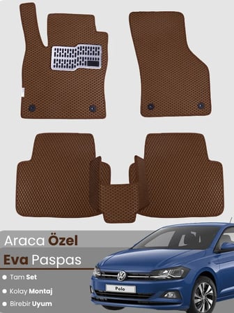 Volkswagen Polo (2017-2025) Uyumlu EVA Paspas Tam Set–Araca Özel,Su Geçirmez,Hızlı ve Kolay Montaj 1886