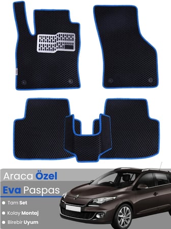 RENAULT MEGANE 3 STATİON WAGON (2008-2016) Uyumlu EVA Paspas Tam Set–Oto Paspas,Araca Özel 3784