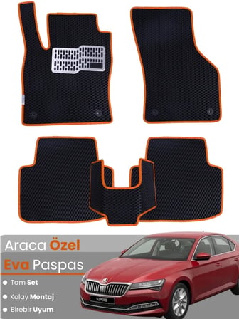 SKODA SUPER B (2015-2023) Uyumlu EVA Paspas Tam Set–Oto Paspas,Araca Özel,Kolay Montaj 4525