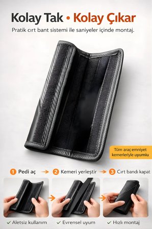 Emniyet Kemeri Kılıfı 2 Adet Deri Carbon Yumuşak Dolgulu Boyun Konfor Emniyet Kemer Pedi - KPY2