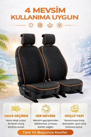 Oto Koltuk Kılıfı Tay Tüyü Tam Koruma Minder 2'li Ön – Terletmez,Kaymaz,Su Geçirmez,Airbag Uyumlu - X5
