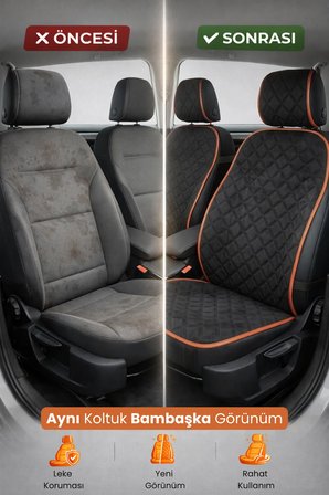 Oto Koltuk Kılıfı Tay Tüyü Tam Koruma Minder 2'li Ön – Terletmez,Kaymaz,Su Geçirmez,Airbag Uyumlu - X5