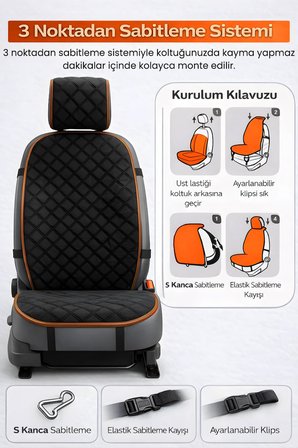 Oto Koltuk Kılıfı Tay Tüyü Tam Koruma Minder 2'li Ön – Terletmez,Kaymaz,Su Geçirmez,Airbag Uyumlu - X5