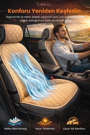 Oto Koltuk Kılıfı Tay Tüyü Tam Koruma Minder 2'li Ön – Terletmez,Kaymaz,Su Geçirmez,Airbag Uyumlu - X9
