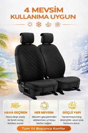 Oto Koltuk Kılıfı Tay Tüyü Tam Koruma Minder 2'li Ön – Terletmez,Kaymaz,Su Geçirmez,Airbag Uyumlu - Y2