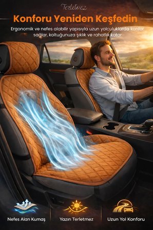 Oto Koltuk Kılıfı Tay Tüyü Tam Koruma Minder 2'li Ön – Terletmez,Kaymaz,Su Geçirmez,Airbag Uyumlu - Y7
