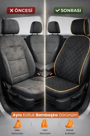 Oto Koltuk Kılıfı Tay Tüyü 4 Katmanlı Minder Tekli Ön – Terletmez,Kaymaz,Su Geçirmez,Airbag Uyumlu - X6