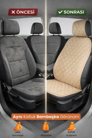 Oto Koltuk Kılıfı Tay Tüyü 4 Katmanlı Minder Tekli Ön – Terletmez,Kaymaz,Su Geçirmez,Airbag Uyumlu - X9