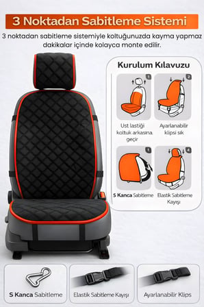 Oto Koltuk Kılıfı Tay Tüyü 4 Katmanlı Minder Tekli Ön – Terletmez,Kaymaz,Su Geçirmez,Airbag Uyumlu - Y1