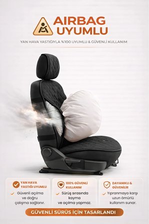 Oto Koltuk Kılıfı Tay Tüyü 4 Katmanlı Minder Tekli Ön – Terletmez,Kaymaz,Su Geçirmez,Airbag Uyumlu - Y2