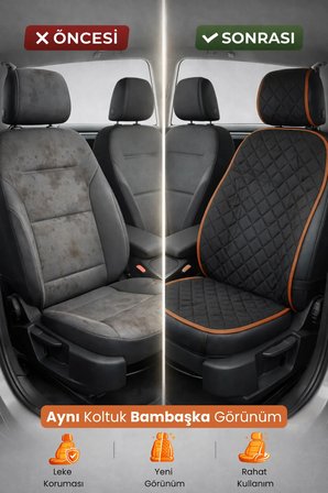 Oto Koltuk Kılıfı Tay Tüyü 4 Katmanlı Minder Tekli Ön – Terletmez,Kaymaz,Su Geçirmez,Airbag Uyumlu - Y5