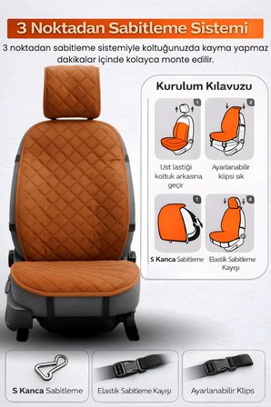Oto Koltuk Kılıfı Tay Tüyü 4 Katmanlı Minder Tekli Ön – Terletmez,Kaymaz,Su Geçirmez,Airbag Uyumlu - Y7