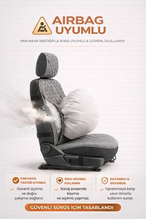 Oto Koltuk Kılıfı Tay Tüyü 4 Katmanlı Minder Tekli Ön – Terletmez,Kaymaz,Su Geçirmez,Airbag Uyumlu - Y8