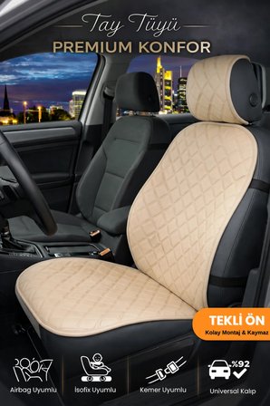 Oto Koltuk Kılıfı Tay Tüyü 4 Katmanlı Minder Tekli Ön – Terletmez,Kaymaz,Su Geçirmez,Airbag Uyumlu - Y9
