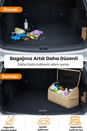 Bagaj Çantası Oto Bagaj Organizer Lüks Tay Tüyü Su Geçirmez Kaymaz Katlanır Düzenleyici - DRCNTX8