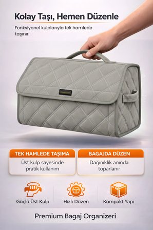 Bagaj Çantası Oto Bagaj Organizer Lüks Tay Tüyü Su Geçirmez Kaymaz Katlanır Düzenleyici - DRCNTX9