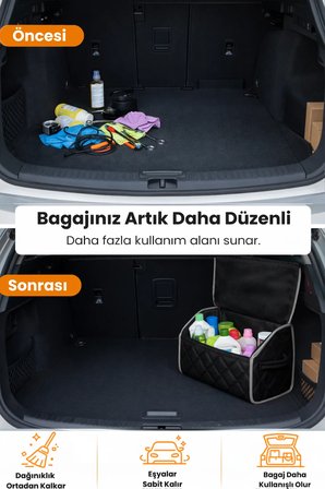 Bagaj Çantası Oto Bagaj Organizer Lüks Tay Tüyü Su Geçirmez Kaymaz Katlanır Düzenleyici - DRCNTY4
