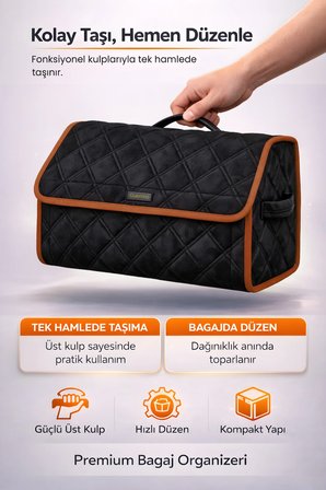 Bagaj Çantası Oto Bagaj Organizer Lüks Tay Tüyü Su Geçirmez Kaymaz Katlanır Düzenleyici - DRCNTY5