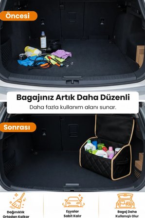 Bagaj Çantası Oto Bagaj Organizer Lüks Tay Tüyü Su Geçirmez Kaymaz Katlanır Düzenleyici - DRCNTY6