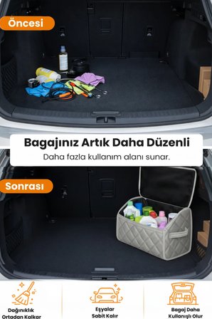 Bagaj Çantası Oto Bagaj Organizer Lüks Tay Tüyü Su Geçirmez Kaymaz Katlanır Düzenleyici - DRCNTY9