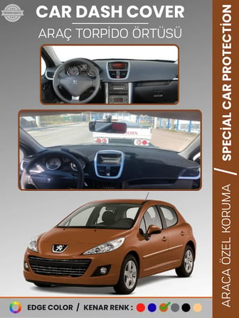 PEUGEOT 207 (2007-2012) Torpido Örtüsü Ön Göğüs Koruma Torpido Koruma Birebir Uyum Kaymaz Özel Kesim 7730
